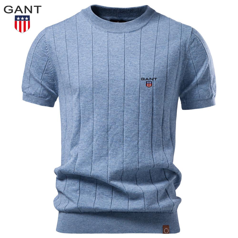Gant Весна/Лето Новый мужской хлопковый круглый вырез шерстяной короткий рукав футболка с вышивкой высокого качества