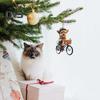 Украшения для рождественской елки, реалистичный щенок, едущий на велосипеде, подвеска, 2D, плоская, с двойной печатью, акриловое подвесное украшение для елки, домашний декор