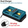 Для Makita 18V Двойное зарядное устройство Замена EU/US вилки Для Makita 18V Li-ion Перезаряжаемый Для BL1815 BL1820 BL1830 Быстрое зарядное устройство