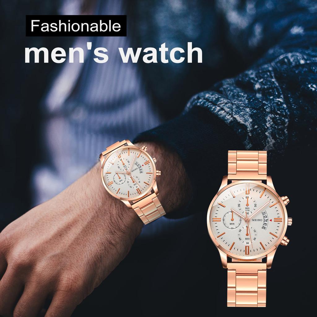Мужские модные часы из нержавеющей стали с датой, водонепроницаемые наручные часы с хронографом, водонепроницаемые часы из нержавеющей стали