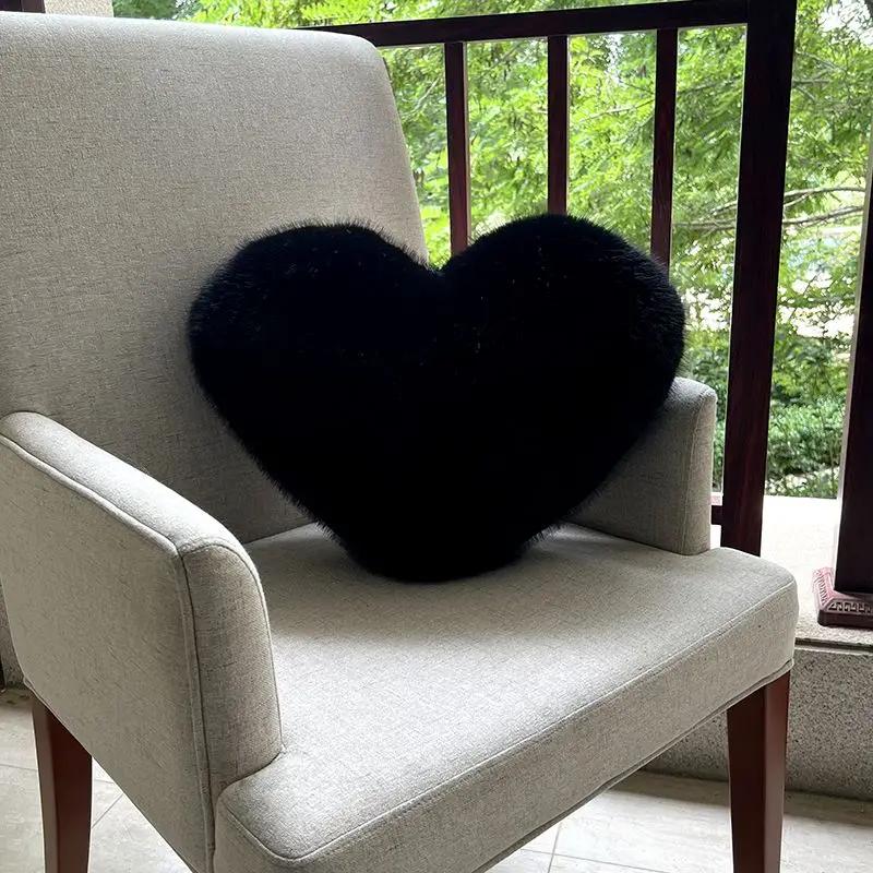 Подушка Love Plush Throw, простая, бытовая, креативная, имитация меха лисы, легкая, роскошная, имитация меха, диванная подушка, поясничная подушка для девочки
