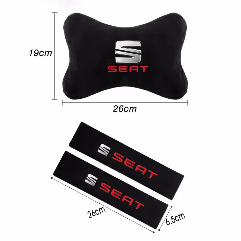 CUBE3 Car Headrest Rest Neck Pillow Cushion Seat Belt Shoulder Pad for Seat Leon Cupra Ateca Ibiza Arona Tarraco Alhambra Accessories