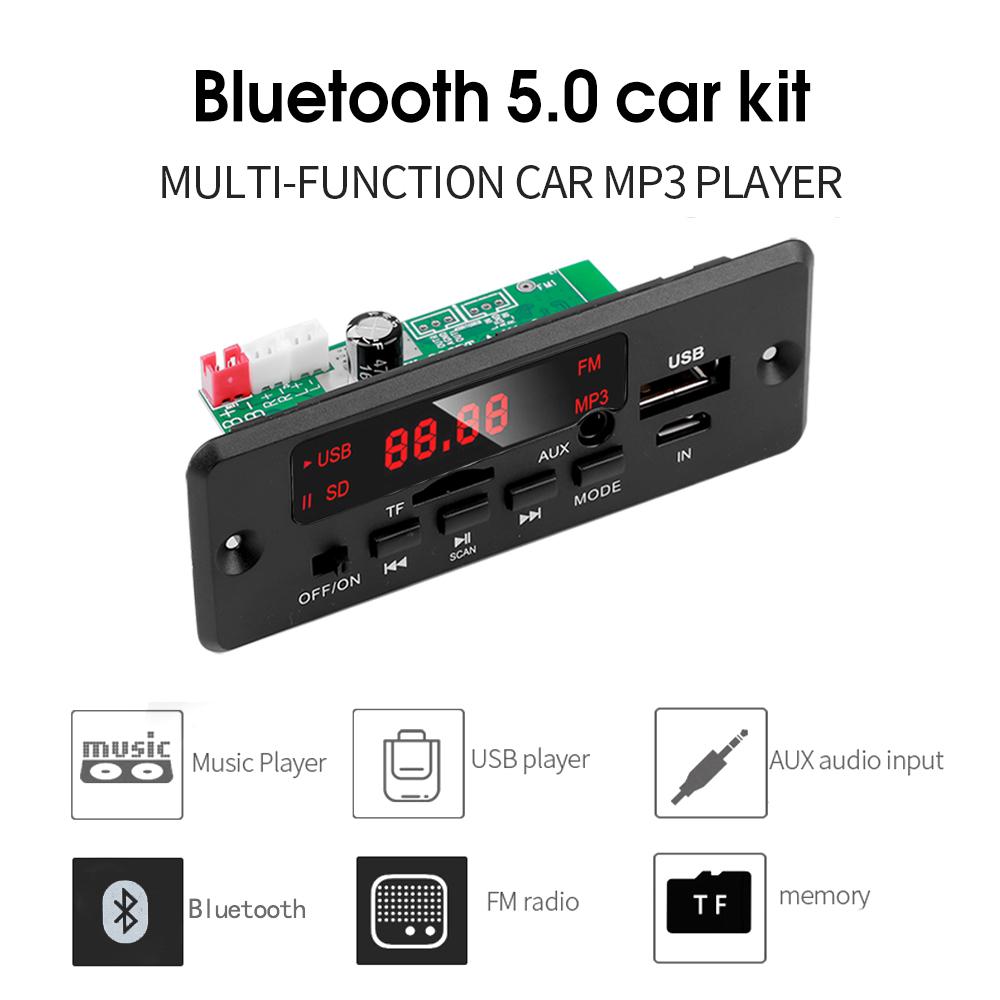 Усилитель громкой связи 50 Вт, плата декодера MP3, цветной экран, DC 12 В, Bluetooth V5.0, автомобильный MP3-плеер, модуль записи USB, FM-радио AUX
