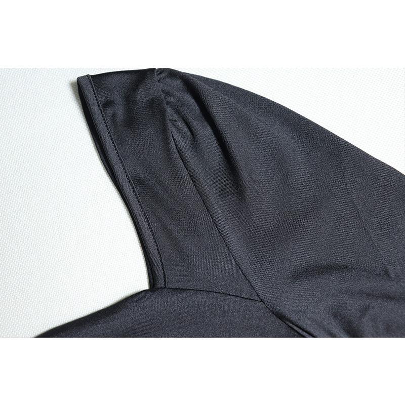 Women's Sexy Square Neck Pleated Dress Solid Color Chest Wrap Long Sleeve Halter Hollow Waist Pack Hip Dress