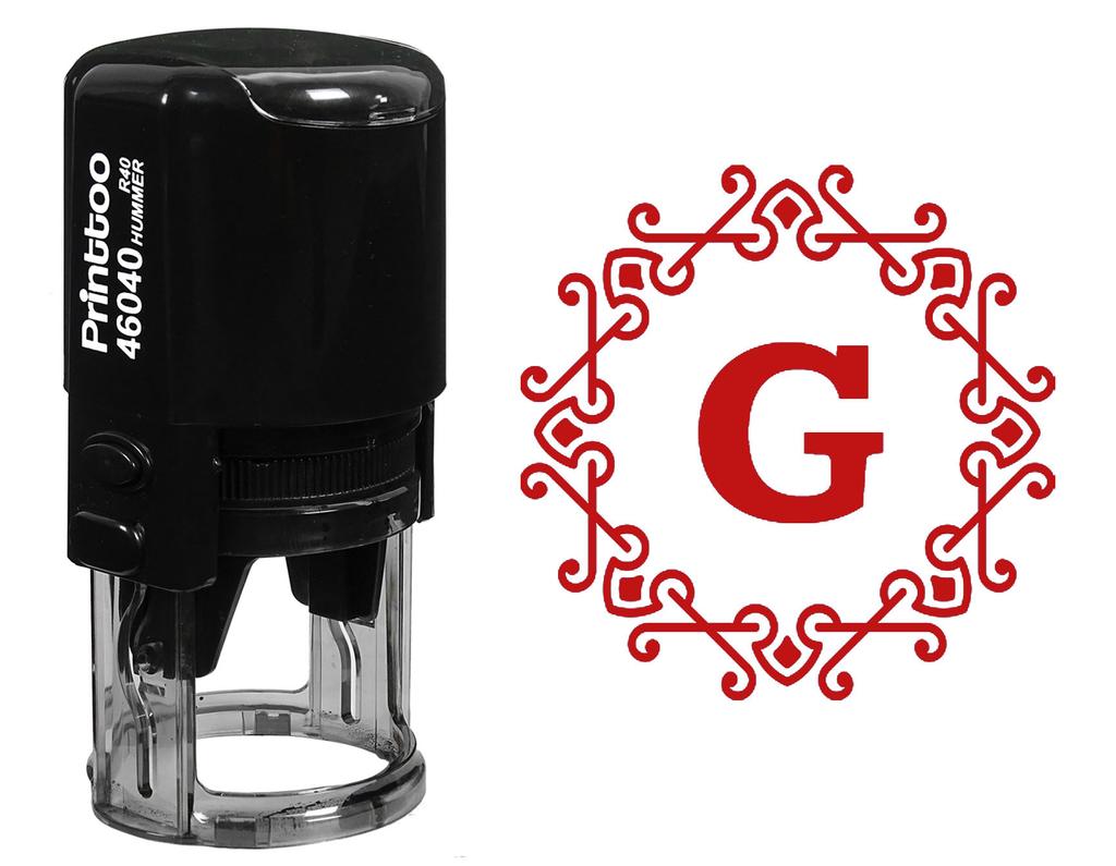 Printtoo Octagon Celtic Swirl Frame G Alphabet Monogram Office Stationary R-40 Self Inking Rubber