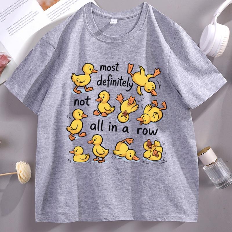 Funny Ducks Not All in A Row Graphic T Shirts Mental Health Cute Duck T Shirt Animal Trendy Short Sleeve Round Neck Tshirts Tops