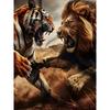 3D Beast Battle Lion and Tiger Printed T-Shirt for Men Cool Animal Graphic Short Sleeve Tees Trendy Casual Round Neck Summer Pullover Streetwear Tops