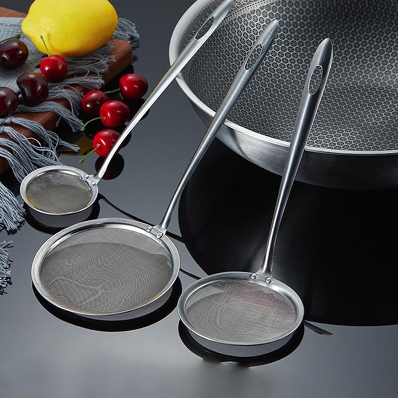 Дуршлаг из нержавеющей стали с мелкой сеткой Фильтр для соевого молока Масляный фильтр Ложка Пенопластовая ложка Сетка Гаджеты для утечек Кухонные принадлежности