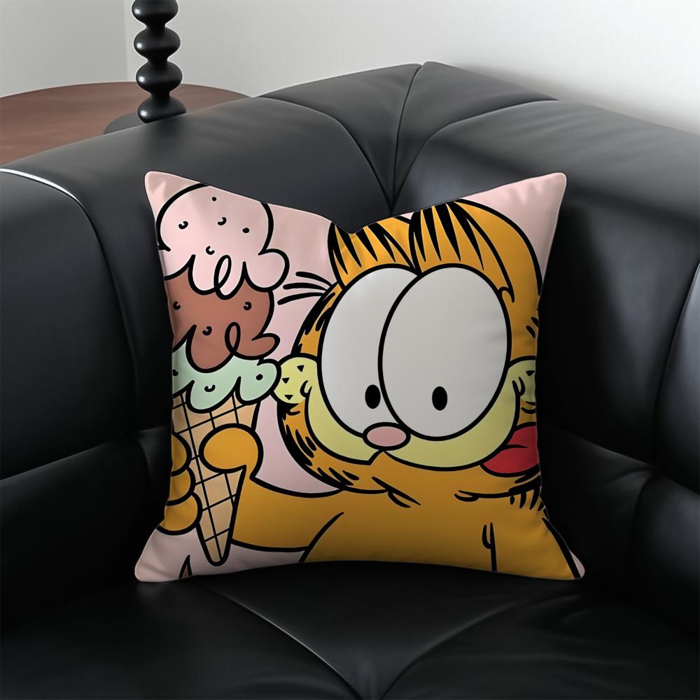 cartoon lazy GGarfieldS Cushion Cover Pillow Case Antidustmite Invisible zipper silky plush cushion