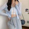 Sunscreen Lace-up Knitted Cardigan Women's Summer Thin Outer Cover-up Overshirt Ice Silk Air-conditioned Shirt Top