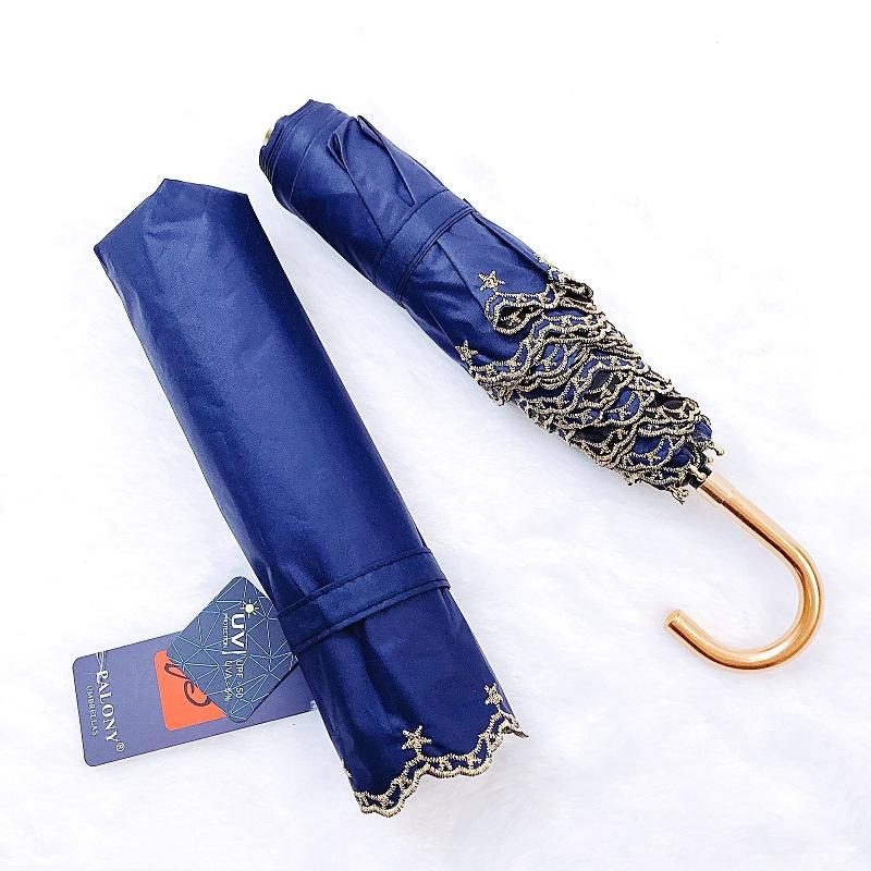 Японский легкий зонтик с вышивкой, анти-ультрафиолетовый женский изогнутый крючок, зонт от солнца, складной зонт, двойная защита от солнца