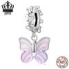 Everjoy S925 Sterling Silver Glass Butterfly Pendant & Insect Charm Bracelet