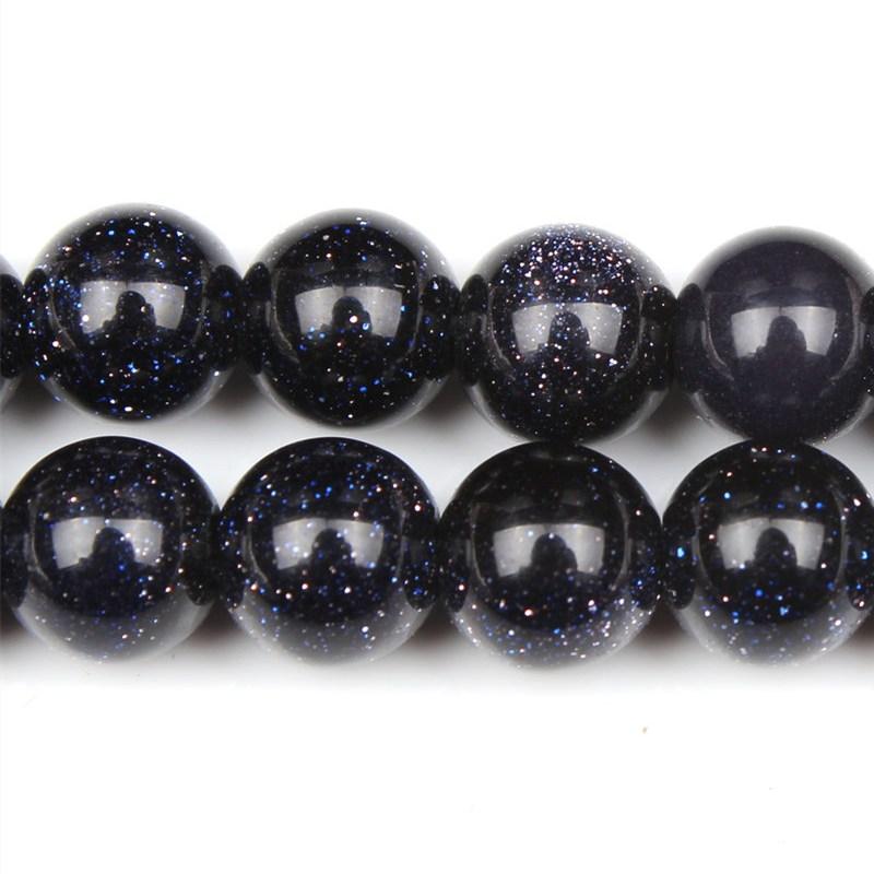 Натуральные свободные бусины-разделители, гладкие круглые бусины с синим песком для изготовления ювелирных изделий