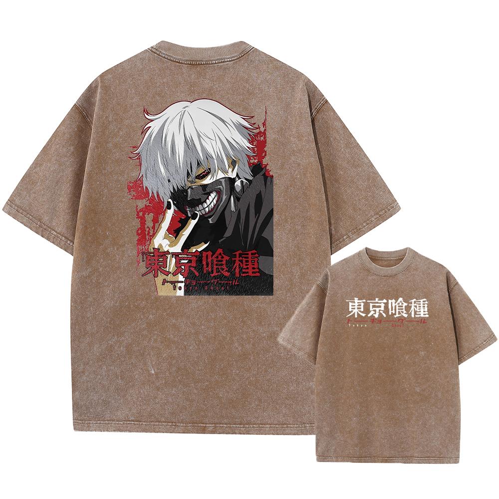 Аниме Tokyo Ghoul Kaneki Ken Графический принтованная кислотная футболка для мужчин Содержит хлопковую стираную футболку Горячая футболка Manga Harajuku унисекс