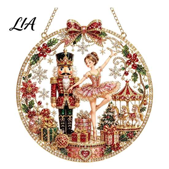 Decorative Hanging Ornaments for Home Christmas Diamond Art Ornament, 2D Acrylic Pearl Painting Clear Festive Decor Pattern Suncatcher, Holiday Window
