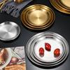 Роскошная круглая сервировочная тарелка из нержавеющей стали золотистого цвета
