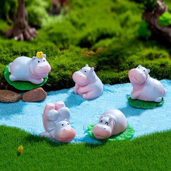 Миниатюрная фигурка бегемота, мини-мультяшный бегемот, украшение своими руками, микропейзаж, сказочный сад, животное, смоляная статуэтка, украшение