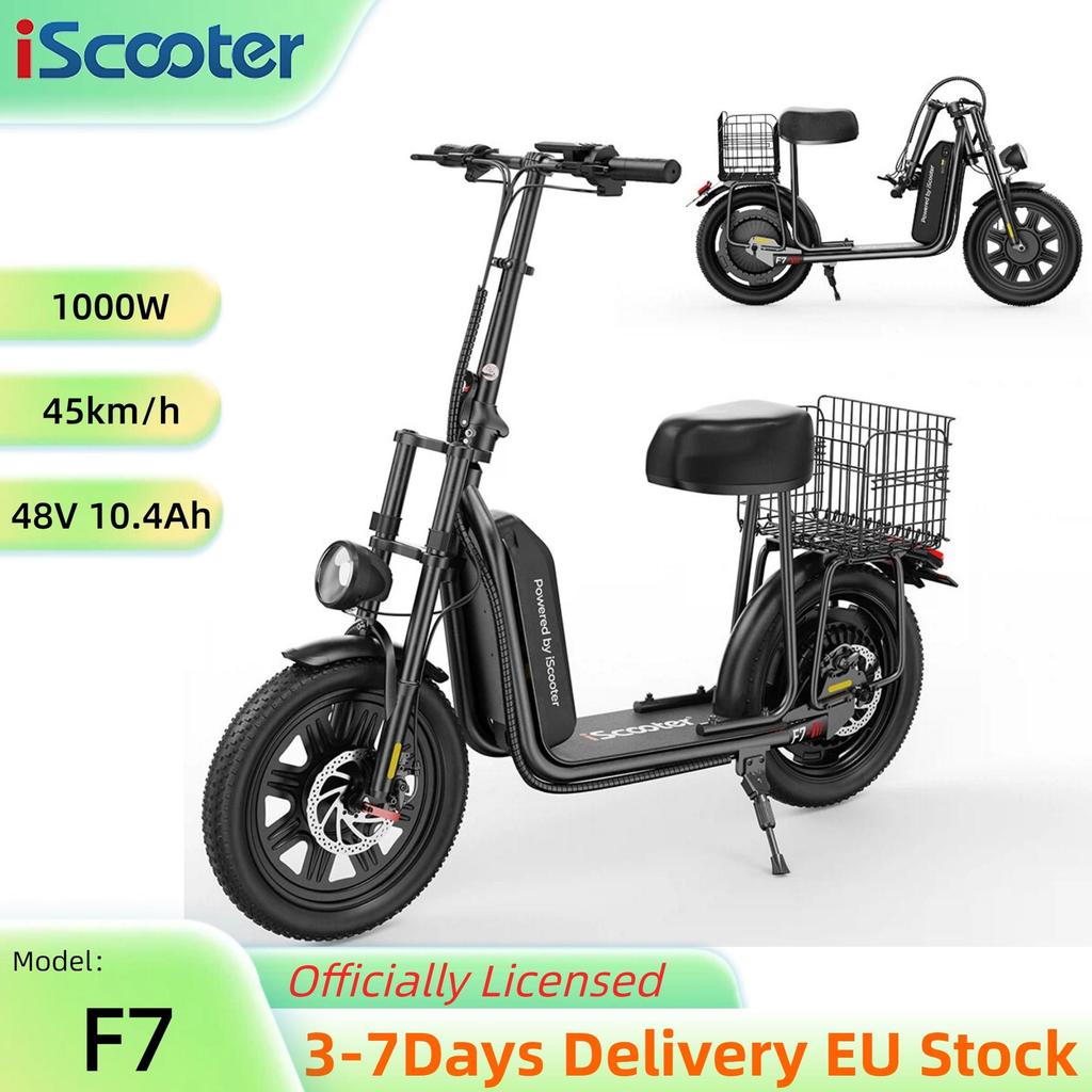 Электросамокат iScooter F7 45 км/ч с 16-дюймовыми пневматическими снежными шинами, аккумулятором 48 В/10,4 Ач, двигателем 1000 Вт, запасом хода 50 км
