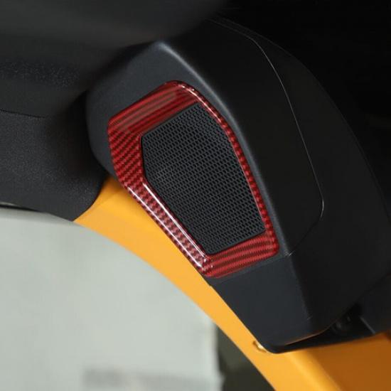 Fit For -2024 Ford Bronco Red Carbon Fiber Rear Trunk Speaker Cover Trim 2P