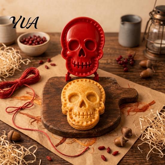 Kitchen Gadgets for Baking Halloween Hand Pie Mold, Skull Dough Press Cutter, Reusable Tools Mini Mold Holiday Treats Pastry Supplies Cutter