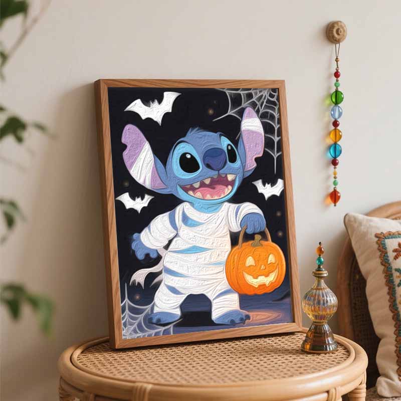 Disney Stitch mummy pumpkin digital oil painting art handmade diy home decorations