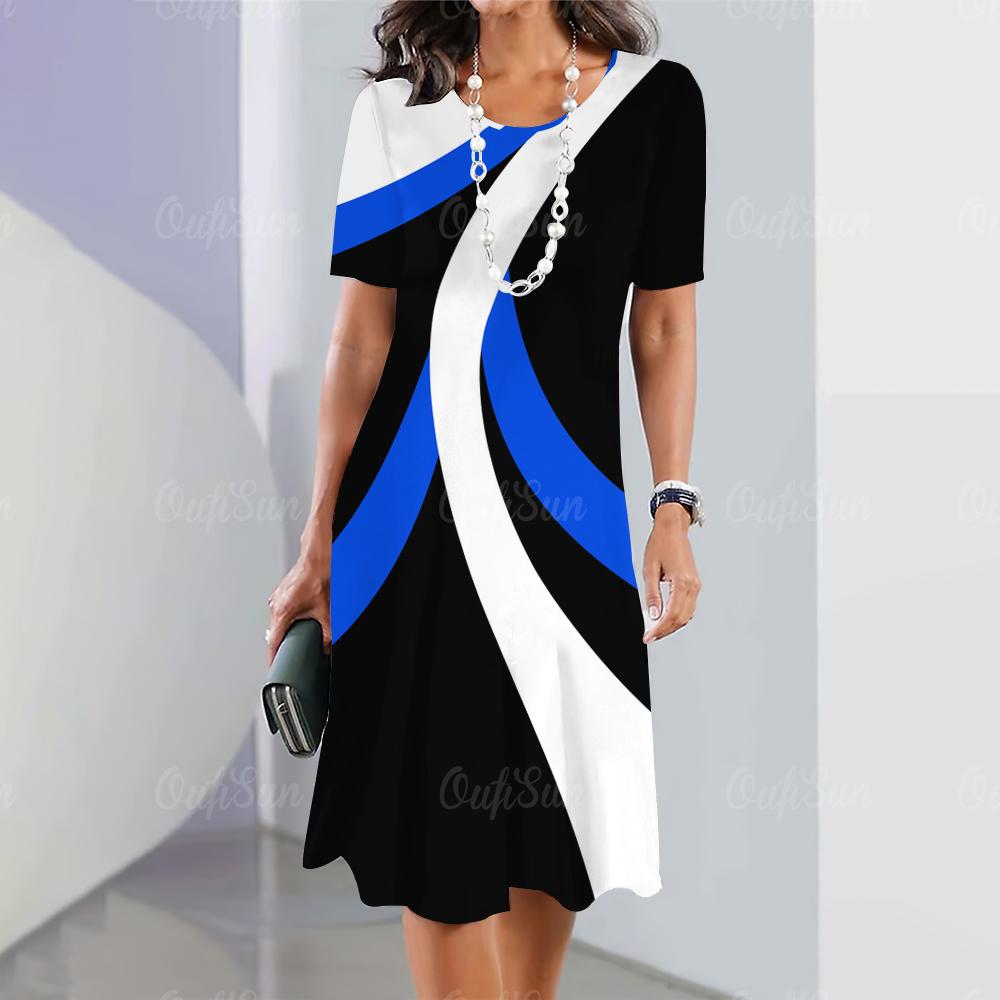 Женские платья с геометрическим и полосатым принтом. Элегантные и красивые длинные платья. Летнее цельное платье для женщин больших размеров.