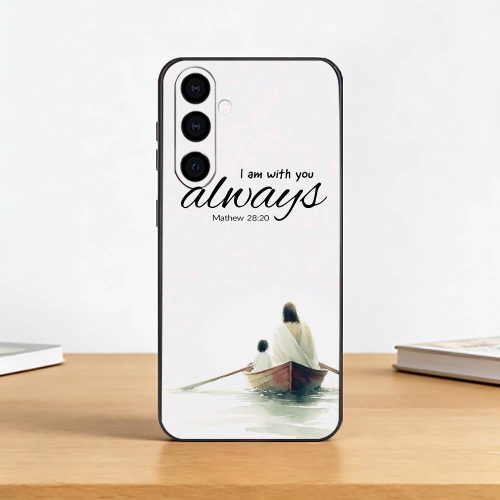 Христианский чехол для телефона с цитатой из Библии для Samsung Galaxy A73, A72, A71, A70, A53, A52, A51, Другие, Мягкий черный чехол