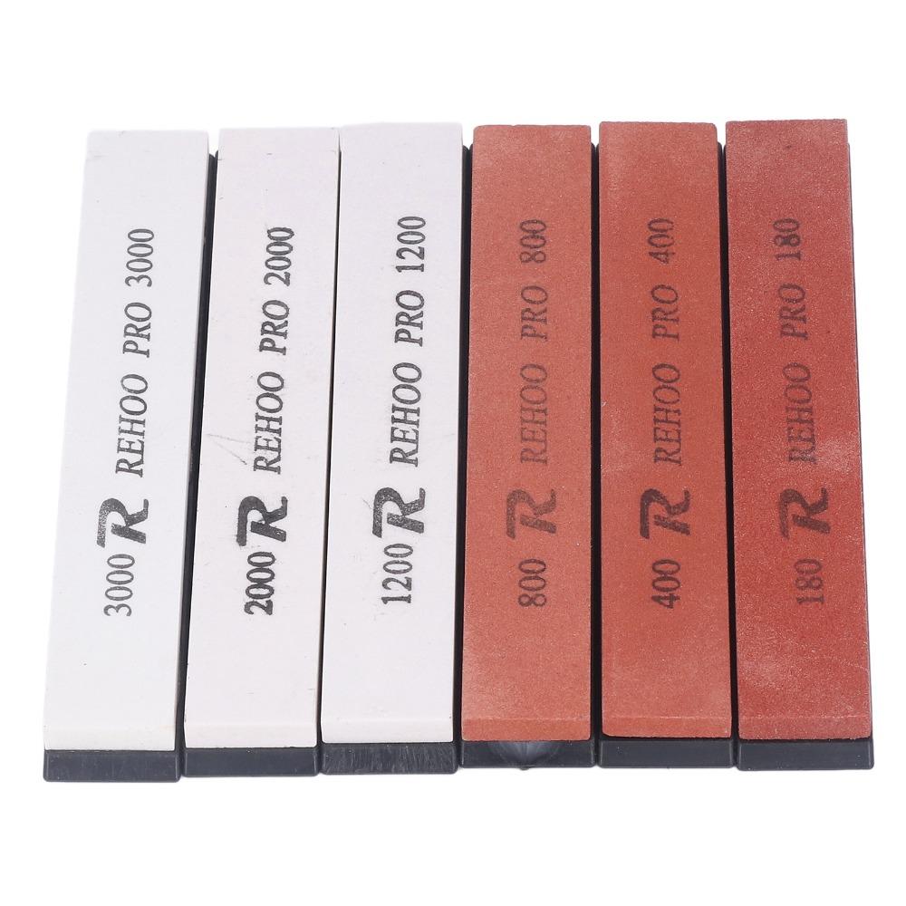 6 PCS White Reddish Brown Sharpening Stone Set White Corundum Whetstone Set Home Kitchen