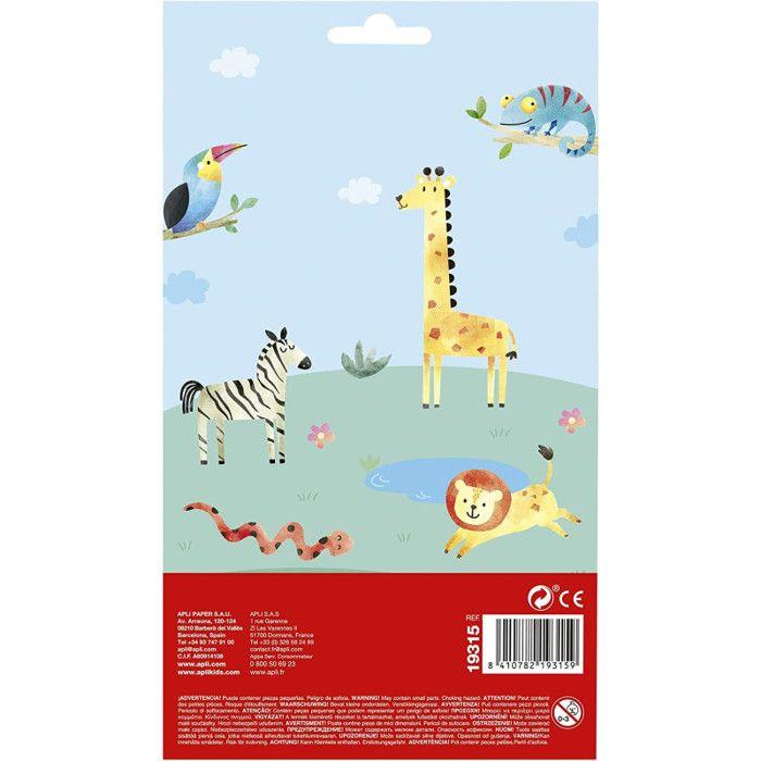 Gommettes - Stickers - Animaux - Safari - Lion - Zèbre - Eléphant - 28 pièces - Apli Kids