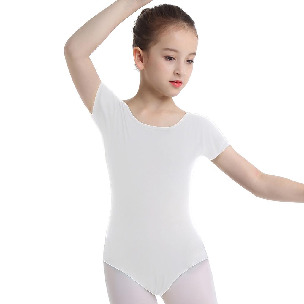 Girls' Team Basic Short Sleeve Leotard Kids Ballet Dance Gymnastics Leotards Dancewear Costume
