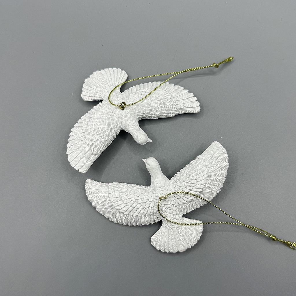 White Doves Christmas Ornaments Xmas Tree Pendant Resin Bird Hanging 2026 New Year Party Home Decoration