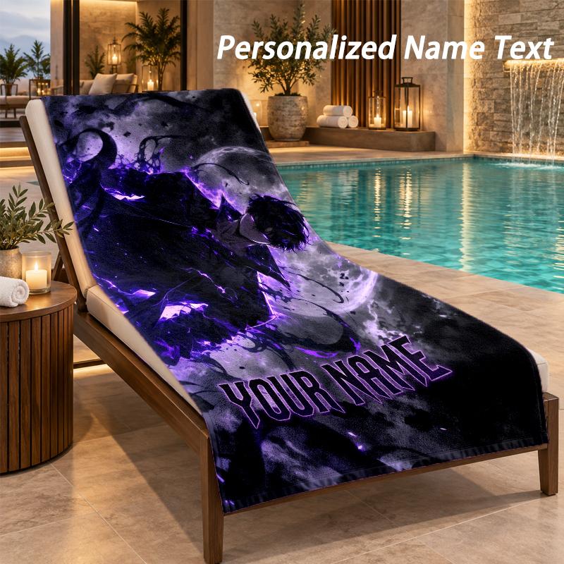 Solo Leveling Custom Name Beach Towel Large Soft Towel for Indoor Bathroom Outdoor Beach