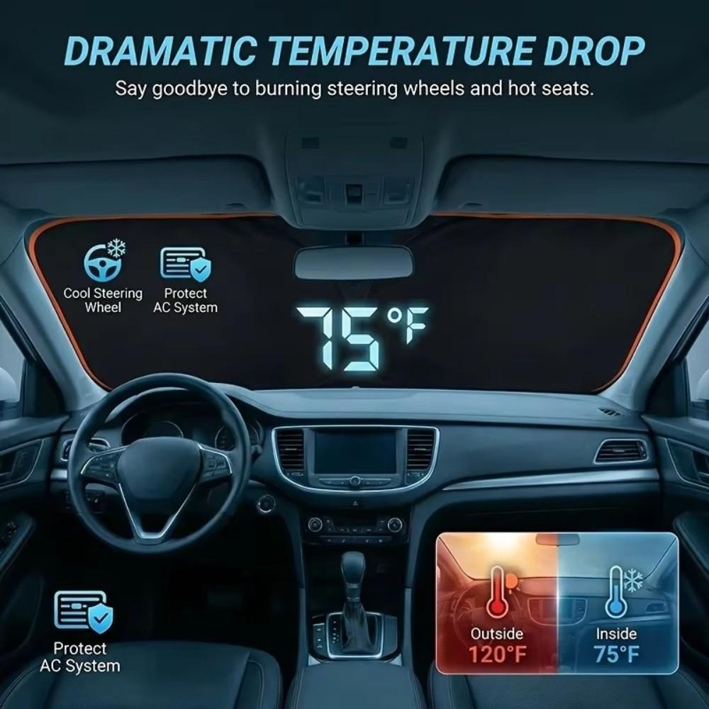 UV Reflective Windshield Sun Visor Cooling Effect Foldable Car Curtains  Car Interior