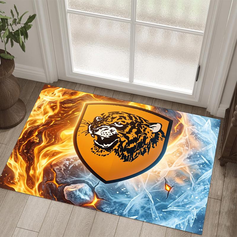 Hull City Football Design Crystal Velvet Carpet Cozy Non?Slip Printed Rug For Bedroom Living Room Entrance