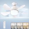 71-Inch Socket Fan Light Ceiling Fan White LED E26 Screw-In Base Remote Control Compact Design for Bedroom Kitchen Living Room Balcony