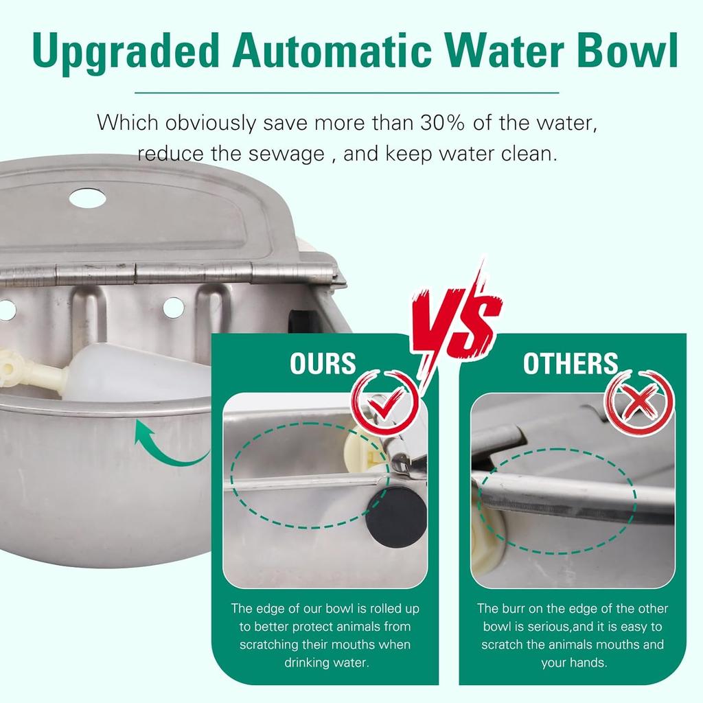 304 Stainless Steel Automatic Livestock Drinking Bowl with Float Valve and 80cm Water Hose