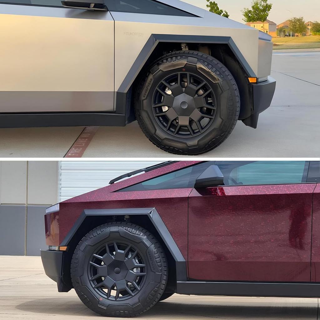 4 Pcs Full Coverage Wheel Center Caps for Tesla Cybertruck Accessories Rust Resistant Removable ABS Hub Center Caps