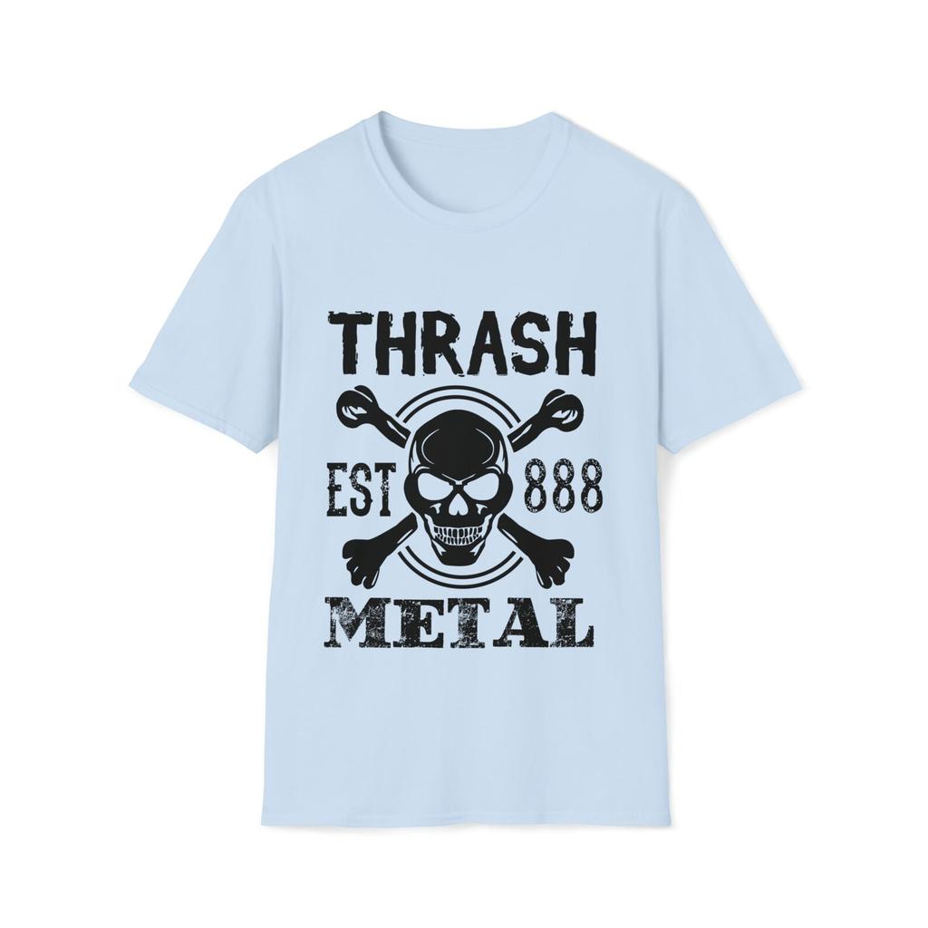 Thrash Metal Skull and Crossbones T-Shirt, Est 888 Distressed Metalhead Tee, Heavy Metal Fan Gift, Unisex Rock Tee