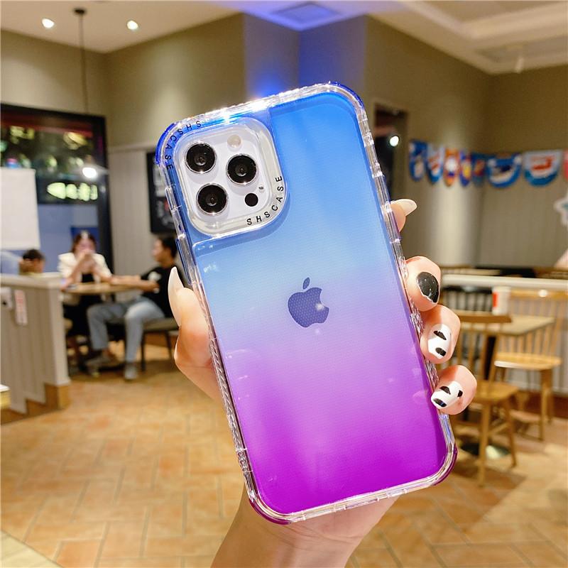 Двухслойный противоударный чехол-бампер с градиентом для телефона Iphone 11 Pro Max 14pro 13 12 Pro, прозрачный мягкий чехол для Iphone 11 12