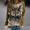 Trendy Casual Women's Tops 3d Fox Printed Round Neck Long Sleeve Shirts & Blouses Autumn & Winter Sweatshirts Female Clothes
