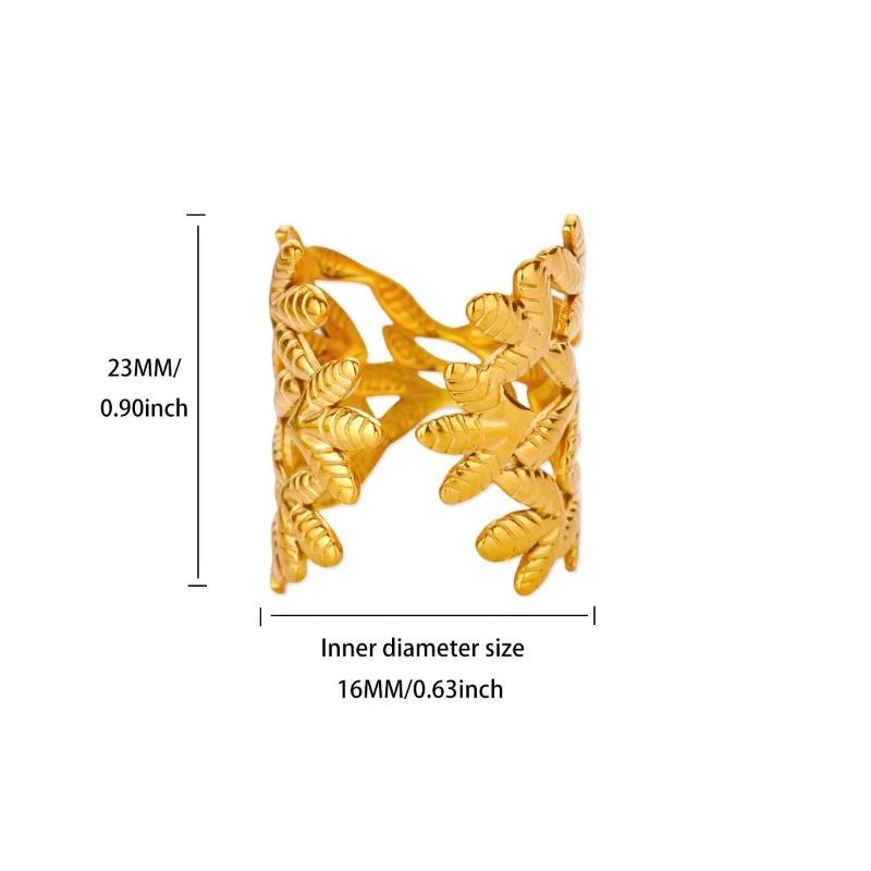 Кольцо из нержавеющей стали с золотым покрытием K, женское, личность, простое, нишевое, с листом, модная бижутерия
