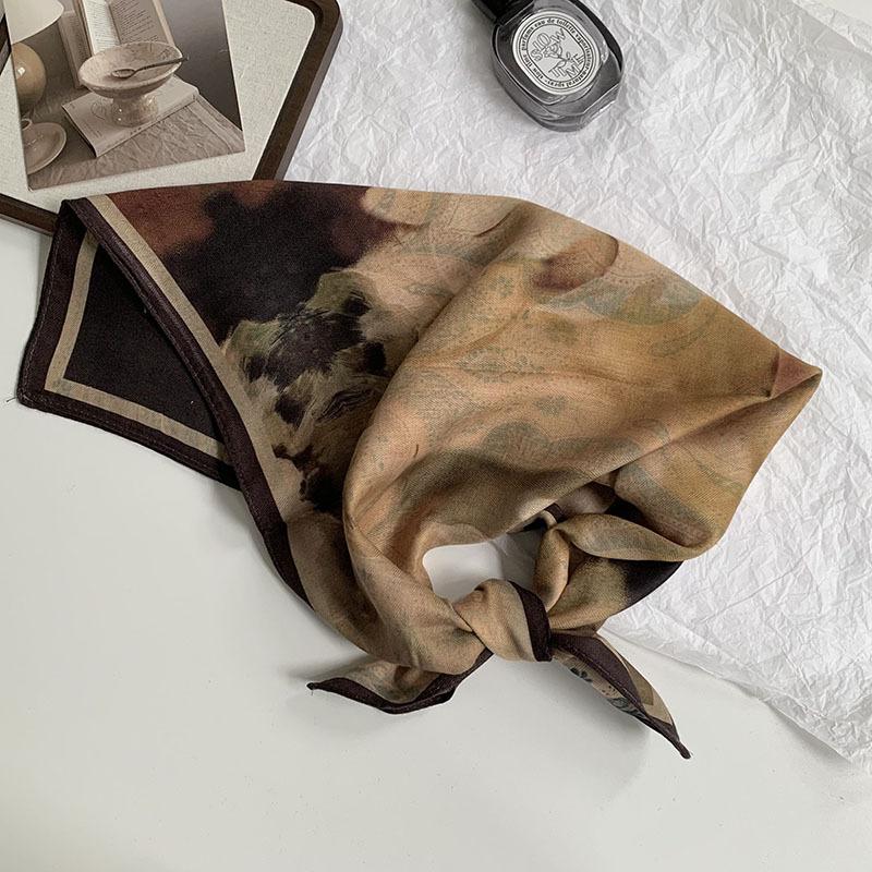 70 Double-sided Silk Scarf, Small Square Scarf, Scarf, White Rose Linen Silk Scarf, New High-end Scarf, Shawl Cover.