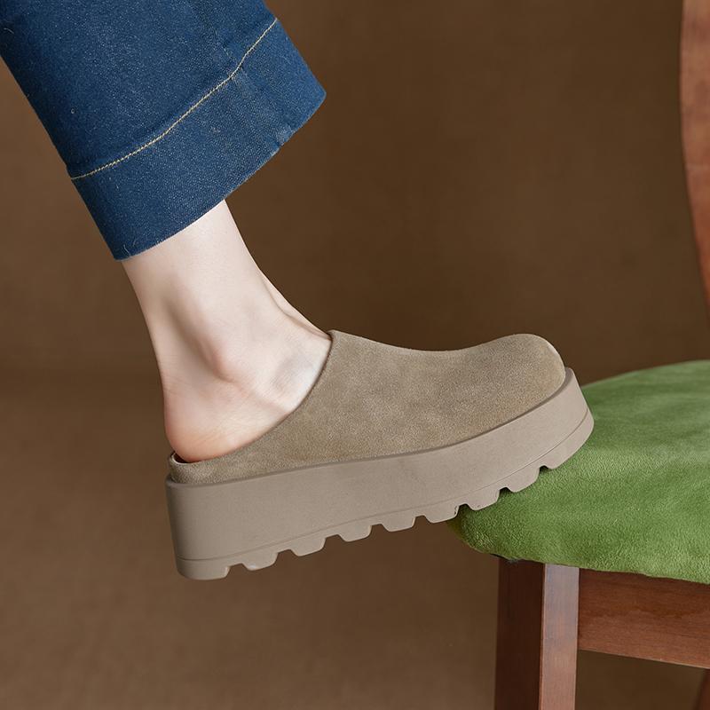 Женские тапочки Мюли на толстой подошве для женщин с закрытыми носками Удобные полутапочки большого размера для женщин
