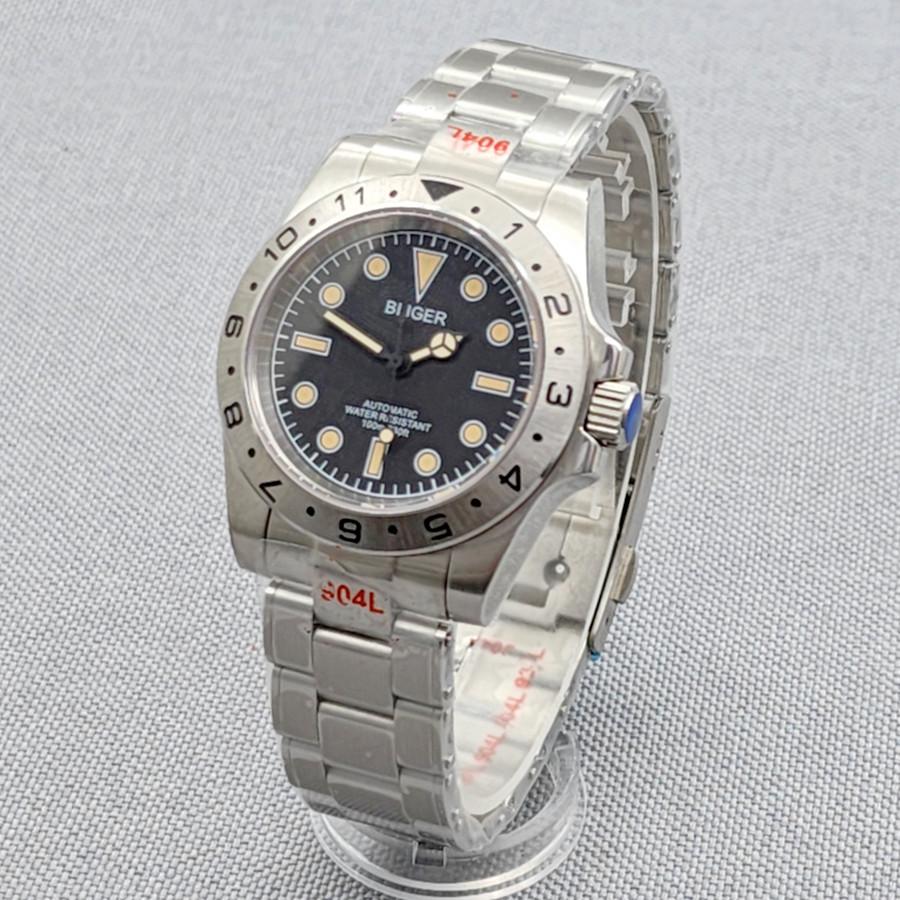 40mm Fixed Circle 1-12 Display Sapphire Glass Stainless Steel Double Push Button Strap Japanese Nh35 Movement Automatic Watch