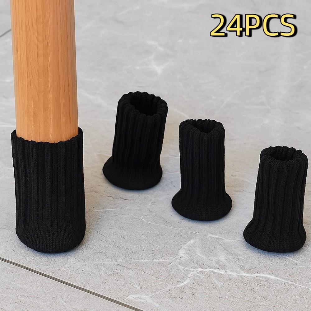 24Pcs Adorable Silent Knitted Furniture Legs Sock Felt Base Anti-Slip Chair Leg Cover Thickened Universal Floor Protector Table