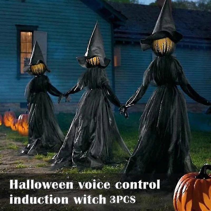 witch garden lamp 1/3pcs Halloween Decor Witch Decoration Set Sound Voice Control Flow And Sound Haunted House