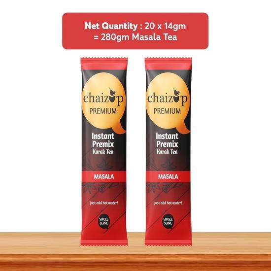 Chaizup Premium 1 Min Instant Masala Tea Premix - 20 пакетиков | Ароматы масалы | 20 порций | 280 г (Упаковка из 2 шт.)