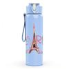 1PC Pastel Paris Eiffel Tower Print 750ml Color Plastic Sports Water Bottle Leakproof Flip Straw Lid Suitable for Sports Office Home Use