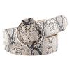 Women No Pin Circle Buckle Wide PU Belt, Snake Leopard Print Animal Pattern Decorative Waist Belt for Dresses Jeans