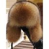 Unisex Fox Fur Lei Feng Hat with Ear Flaps